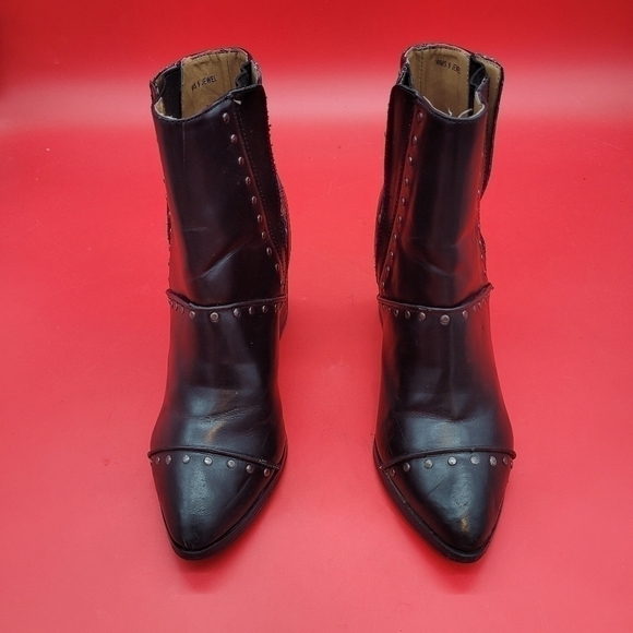 Report Jewel Vegan Leather Studded Ankle Boots Women's 9 Black - Picture 2 of 16